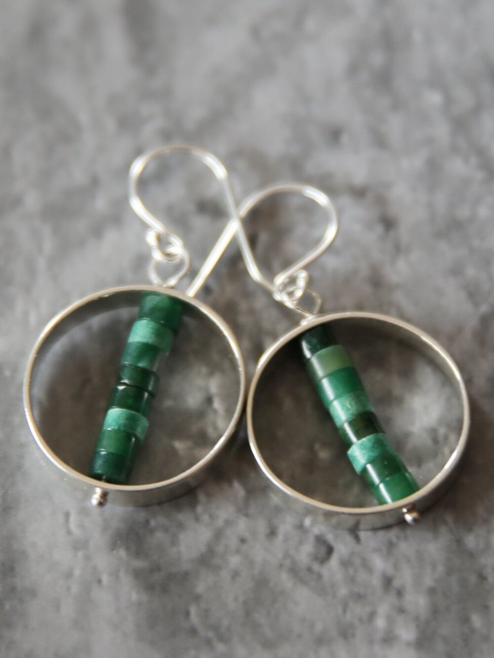 Green Jade and Sterling Handmade Earrings
